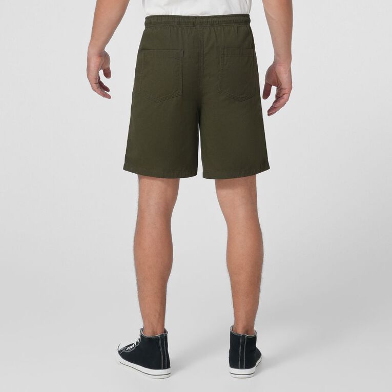 H&H Men's Elastic Waist Plain Drill Shorts, Khaki, hi-res