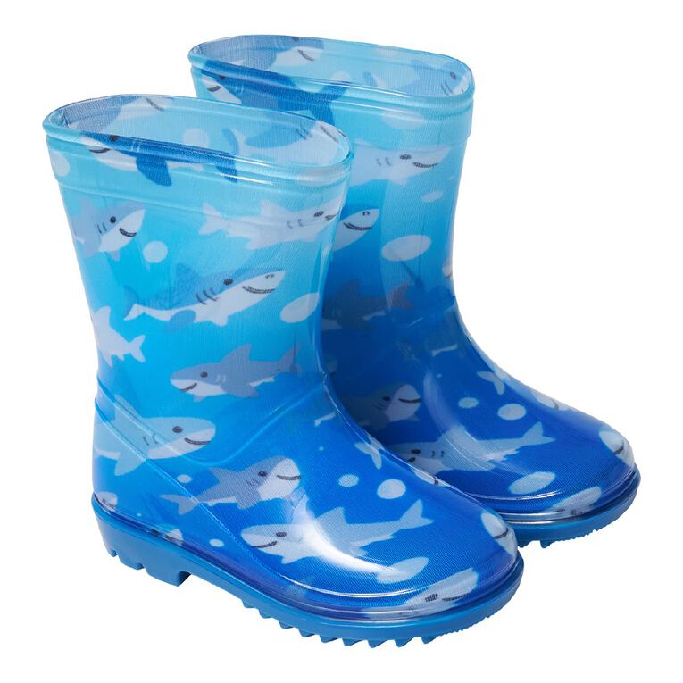 Young Original Junior Kids' PVC Printed Gumboots, Blue, hi-res