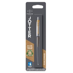 Parker Jotter Grey Gold Trim Ballpoint Pen Medium Blue