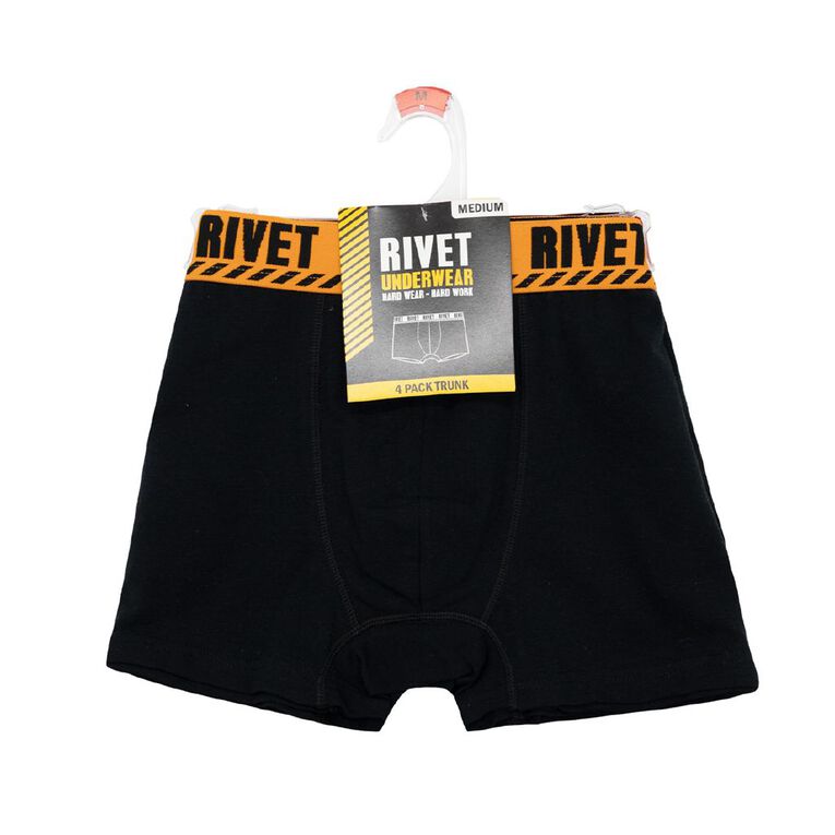Rivet Men's Trunks 4 Pack, Black W26 TUNES, hi-res