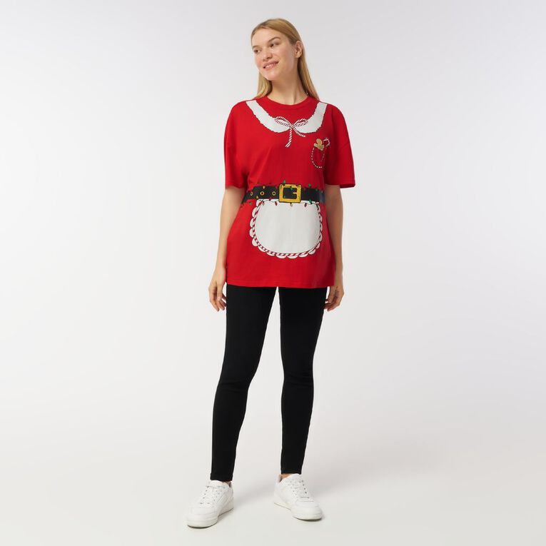 H&H Women's Christmas Printed Tee, Red Mid, hi-res