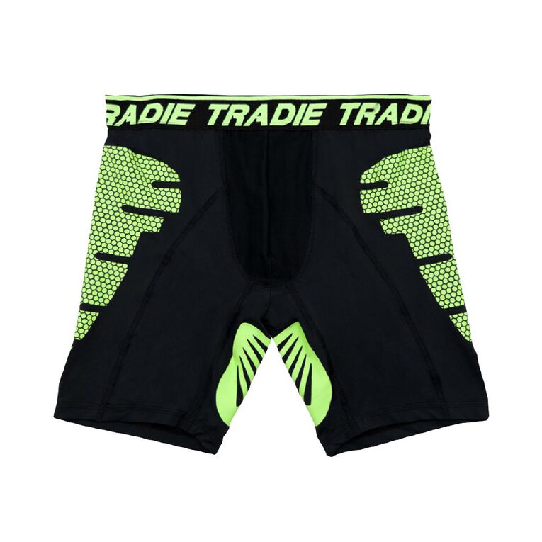 Tradie Men's Long Leg Tech Trunks, Black/Green, hi-res