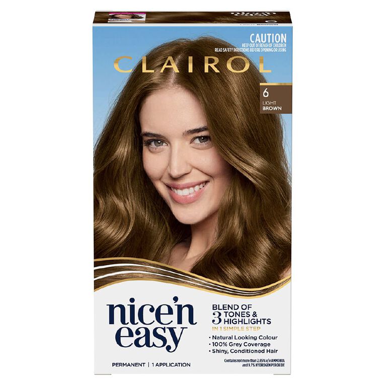 Clairol Nice N Easy Permanent Hair Colour Light Brown 6, , hi-res