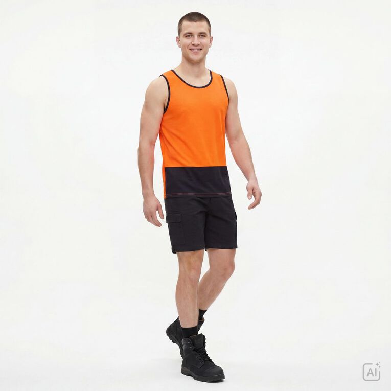Rivet Compliant Fluoro Singlet, Orange/Fluro, hi-res