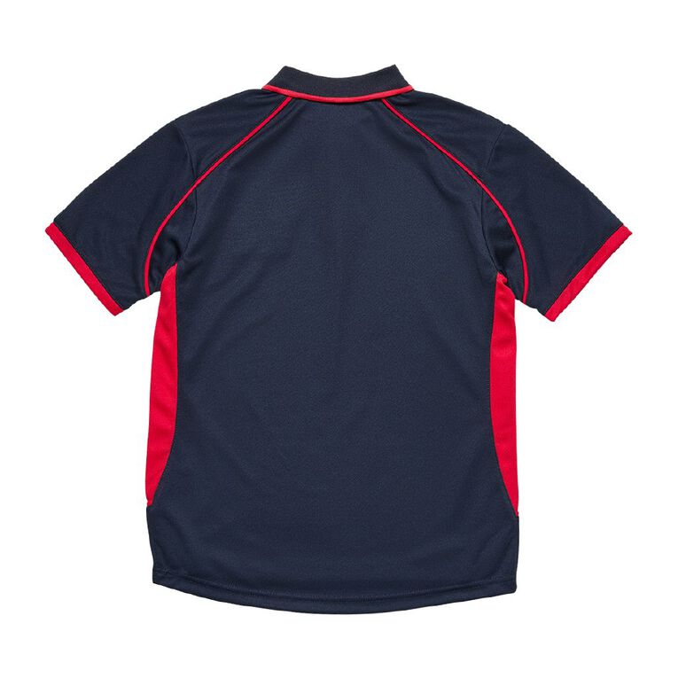 Schooltex Wesley Intermediate Short Sleeve Polo with Embroidery, Navy/Red, hi-res