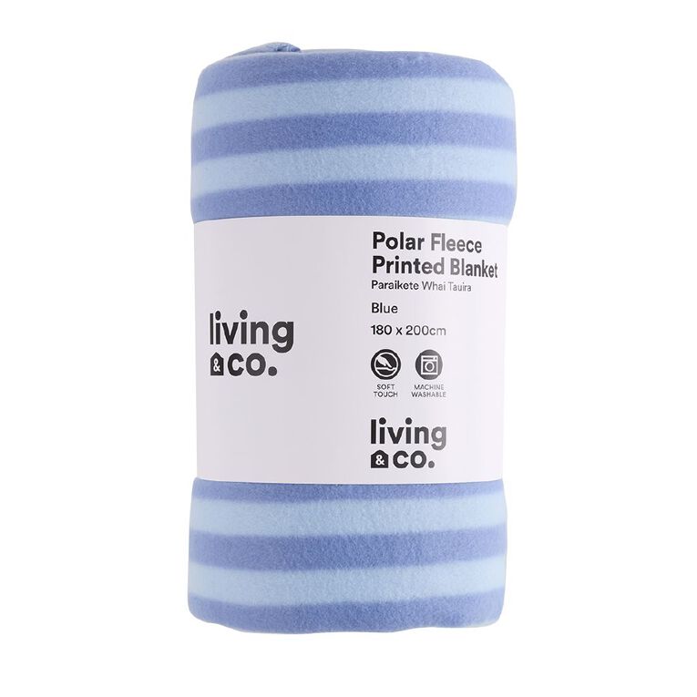 Living & Co Stripe Blanket Blue Double, , hi-res