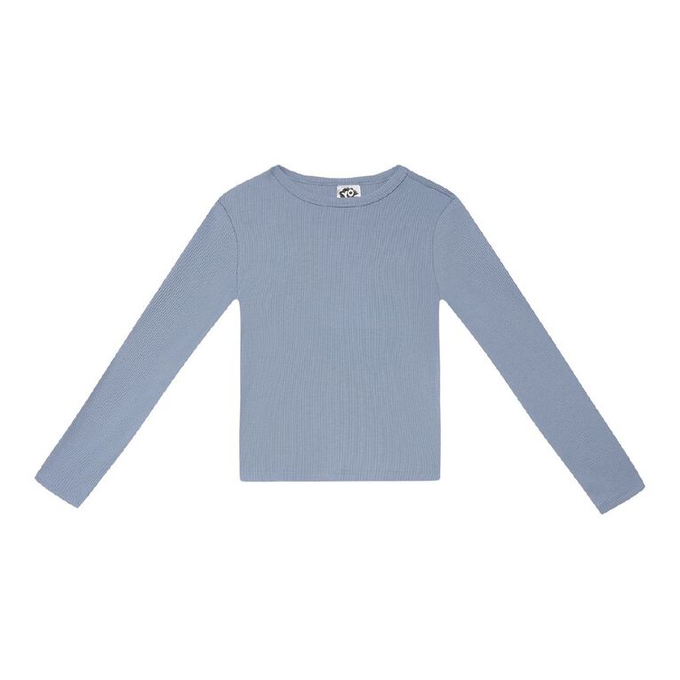 Young Original Long Sleeve Rib Crew Neck Top, Blue Light, hi-res