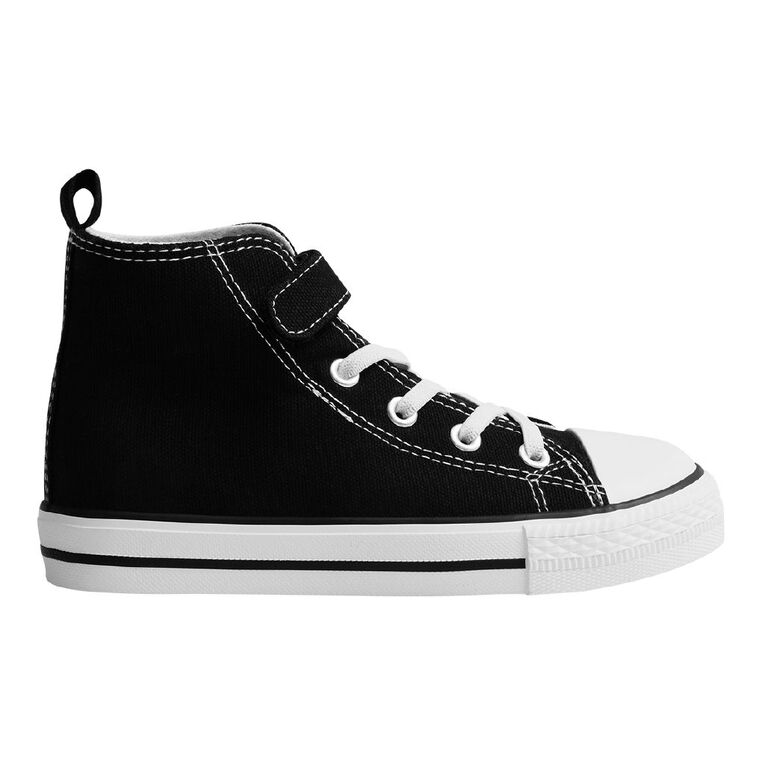 Young Original Senior Kids' Jude Canvas High Top Sneakers, Black/White, hi-res