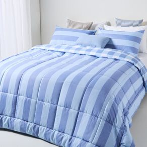 Living & Co 3 Piece Comforter Set Printed Circa Blue Queen