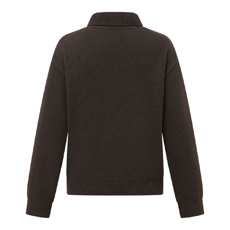 H&H Women's Collared Jumper, Brown Dark, hi-res