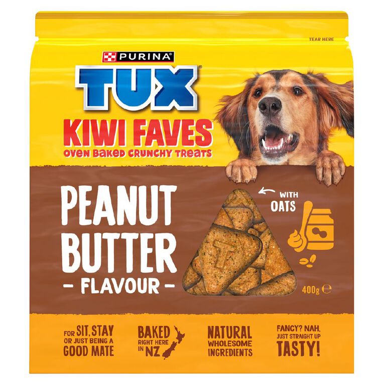 TUX Kiwi Faves Peanut Butter Dog Treats 400g, , hi-res