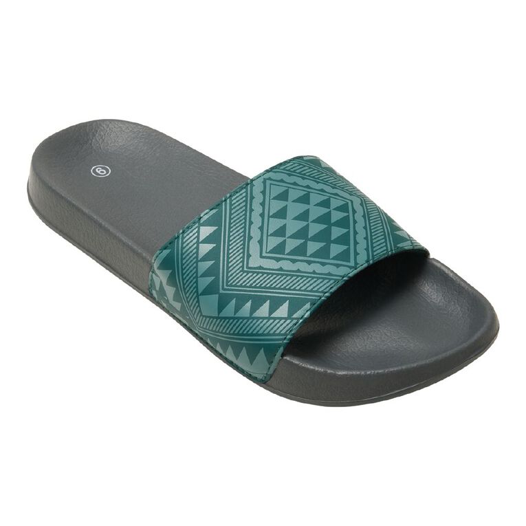 Karanga Ink Women's Artist Collaboration Slides, Green, hi-res