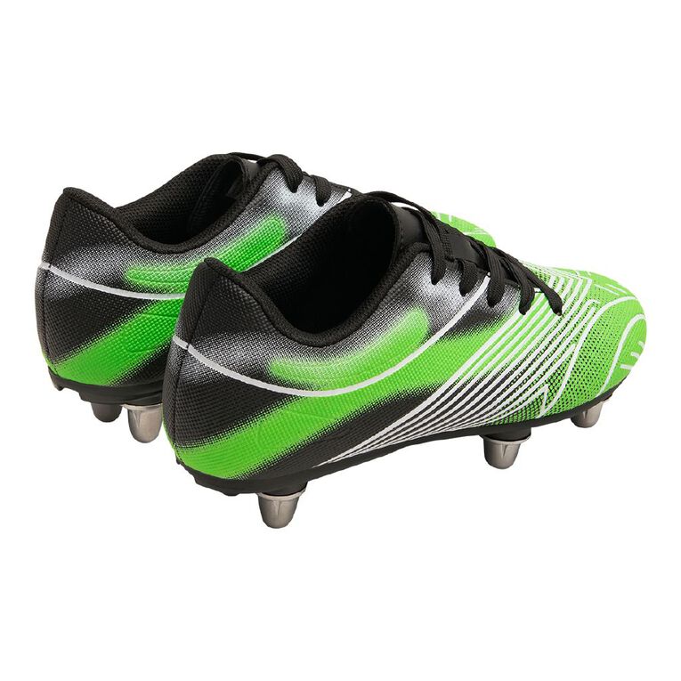 Active Intent Senior Kids' Power Tackle Sports Shoes, Black/Green, hi-res