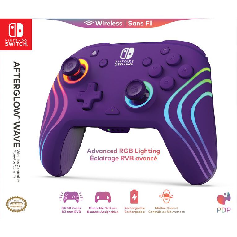 PDP Afterglow Wave Wireless Plus Nintendo Switch Controller Purple, , hi-res