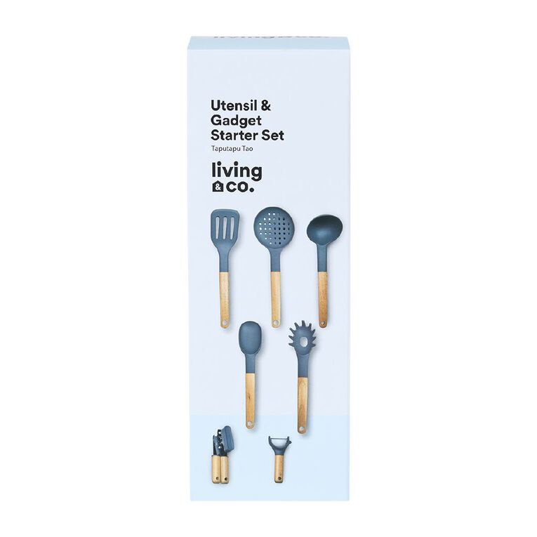 Living & Co Utensil & Gadget Starter Set Black, , hi-res