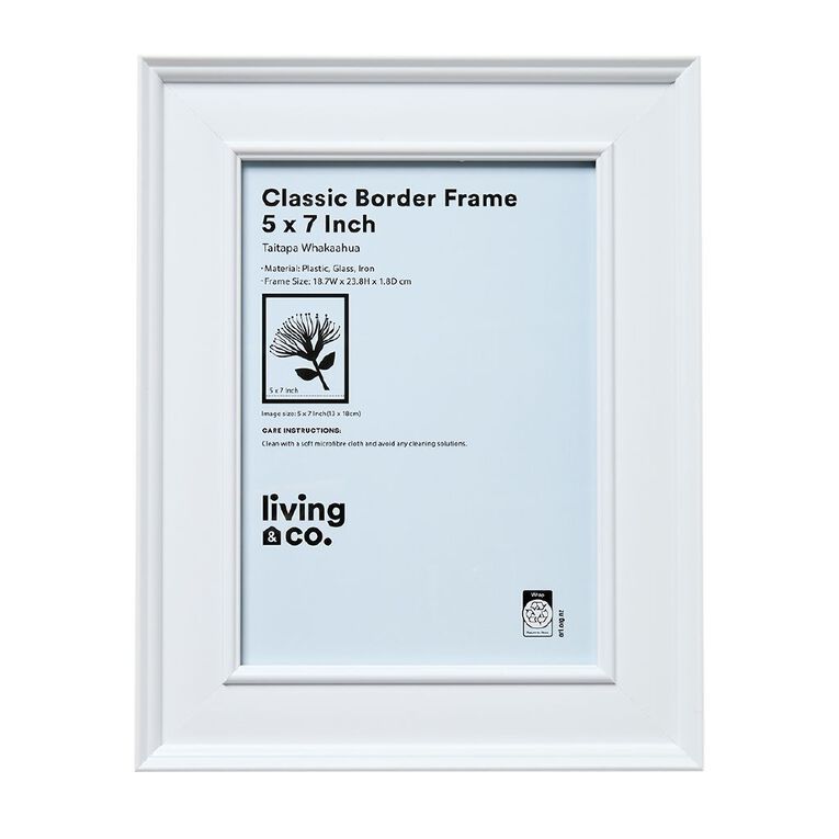 Living & Co Classic Border Frame White 5in x 7in, , hi-res