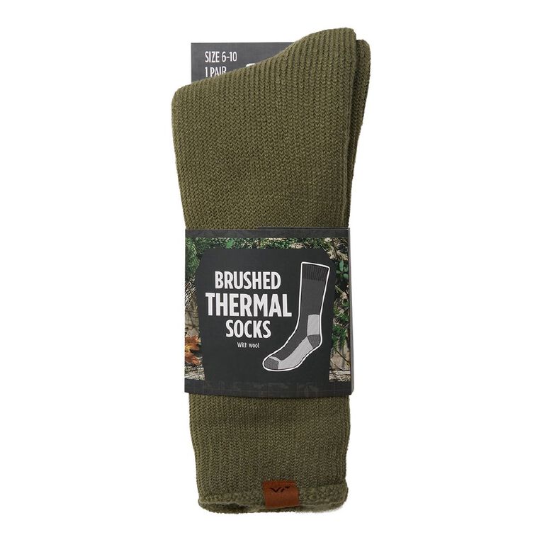 Back Country Adults' Brushed Thermal Socks 1 Pack, Green Mid, hi-res