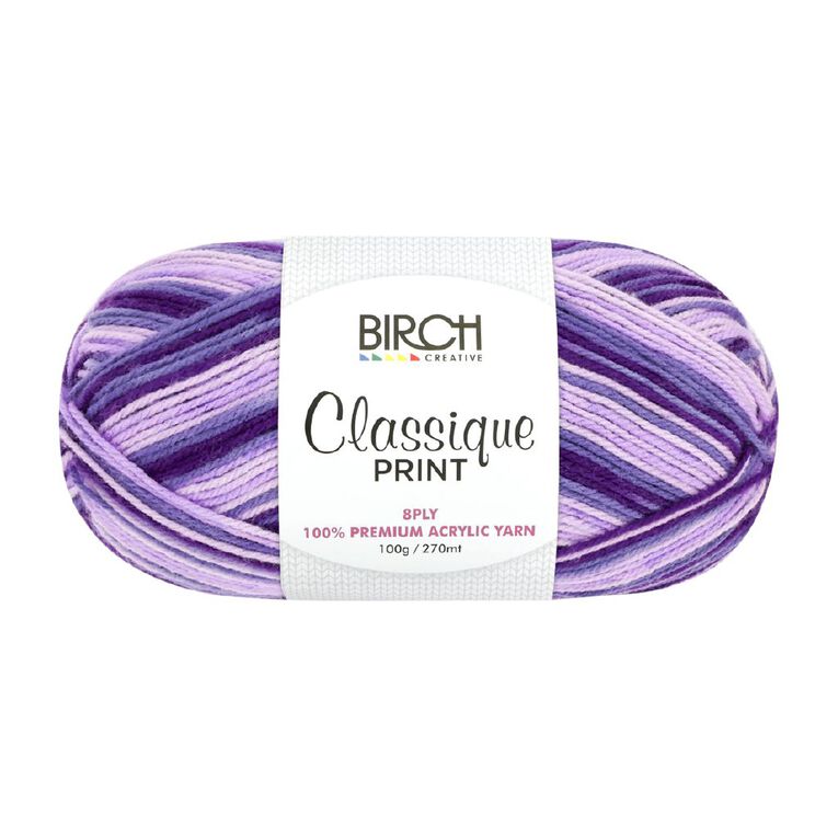 Birch Classique Yarn Prints 100% Premium Acrylic 100G 8Ply Mauve, , hi-res