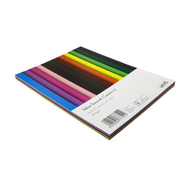 Uniti Value Cardstock Smooth 180gsm Bright's 48 Sheets A4, , hi-res