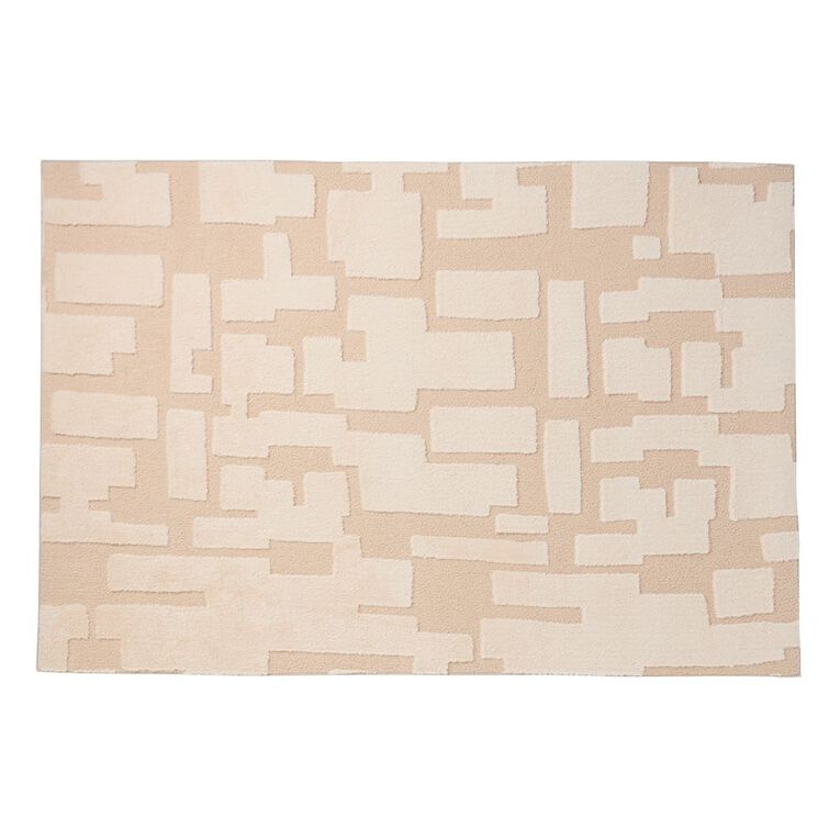 Living & Co Faux Rabbit Fur w Boucle Beige 120cm x 180cm, , hi-res
