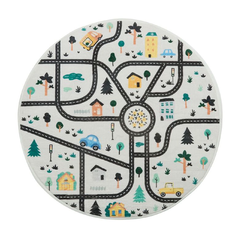 Living & Co Kids Rug 90cm Road Map Multi-Coloured, , hi-res