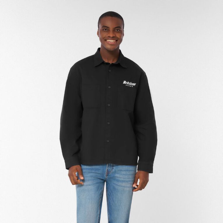 Garage Men's Printed Long Sleeve Shirt, Black, hi-res