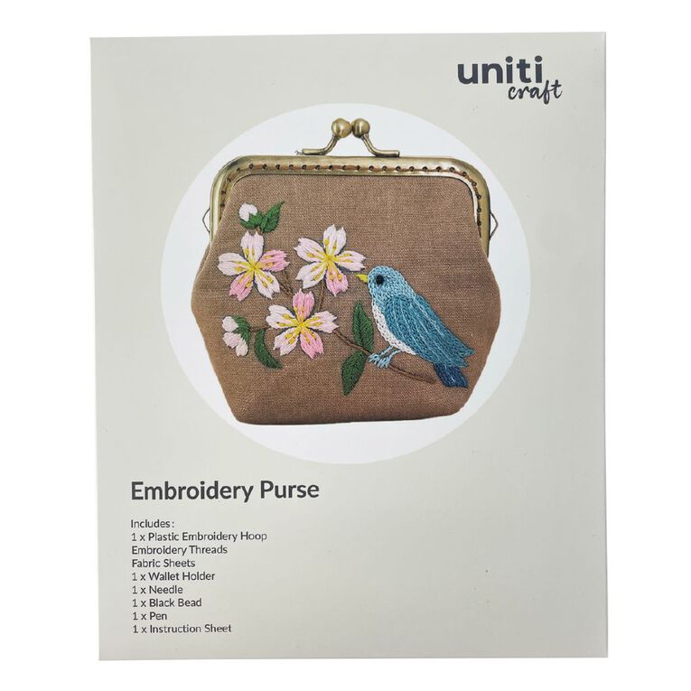 Uniti Craft Adults Embroidery Kit 6 inch Purse, , hi-res