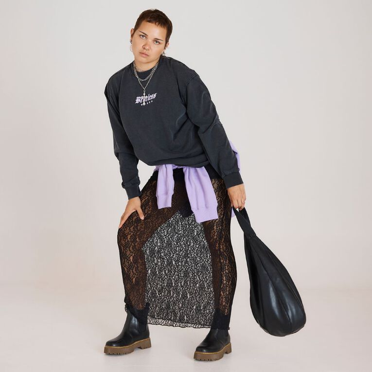 BRDRLESS Long Sleeve Boyfriend Graphic Tee, Black, hi-res