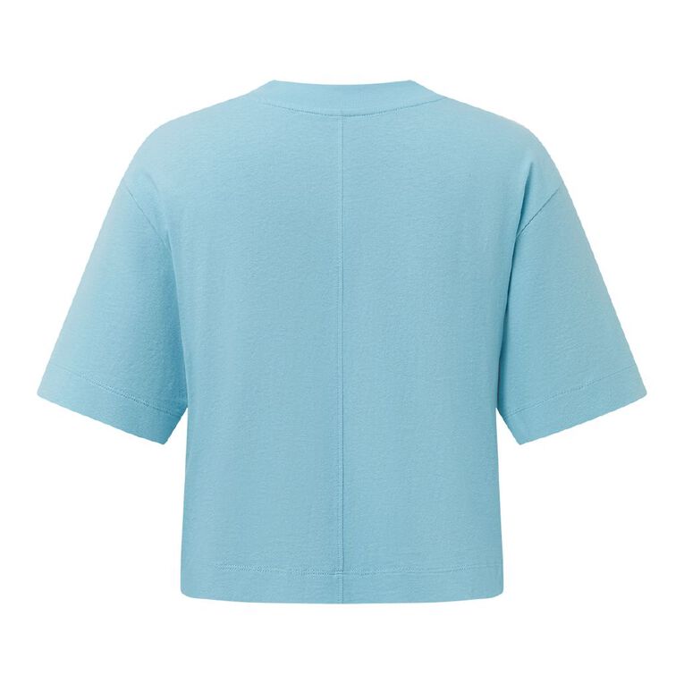 H&H Women's Cropped Boxy Tee, Blue Light, hi-res