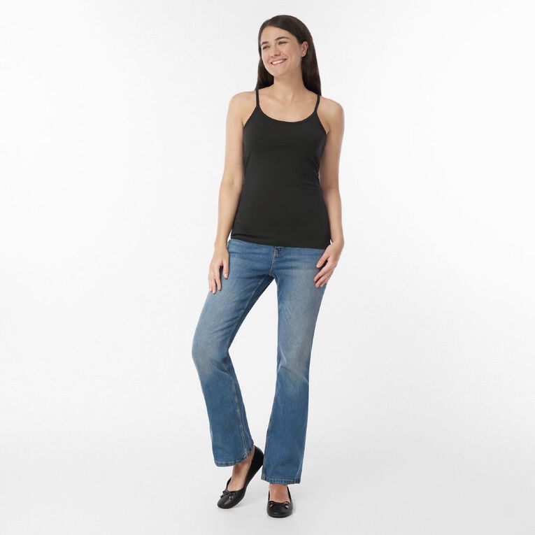 H&H Women's Essential Stretch Shelf Bra Cami, Black, hi-res