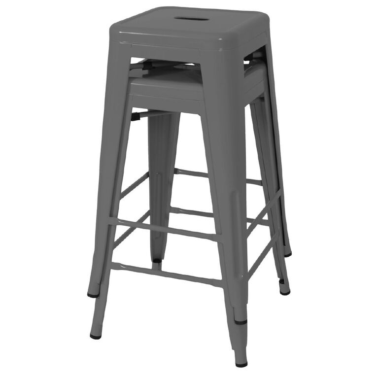 Living & Co Metal Stool Charcoal 66cm, , hi-res