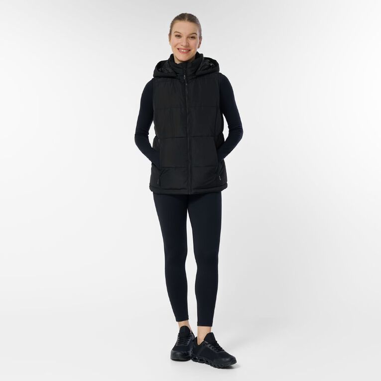 Active Intent Women's Hood Puffer Vest, Black, hi-res