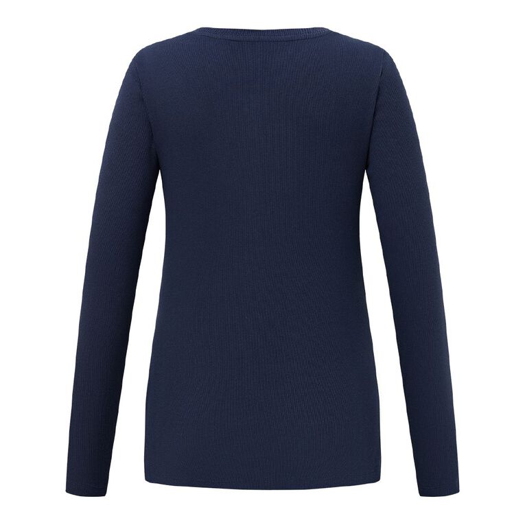 H&H Maternity Long Sleeve Henley Top, Blue Dark, hi-res