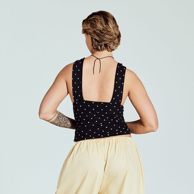 BRDRLESS Arlo Mesh Fitted Top, Black/White, hi-res