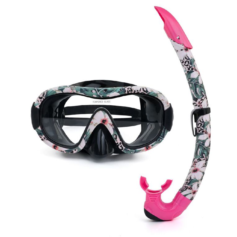 Active Intent Water Adults Printed Mask & Snorkel Set Assorted, , hi-res