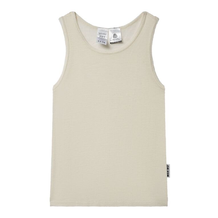 H&H Kids' Merino Thermal Singlet, Cream, hi-res