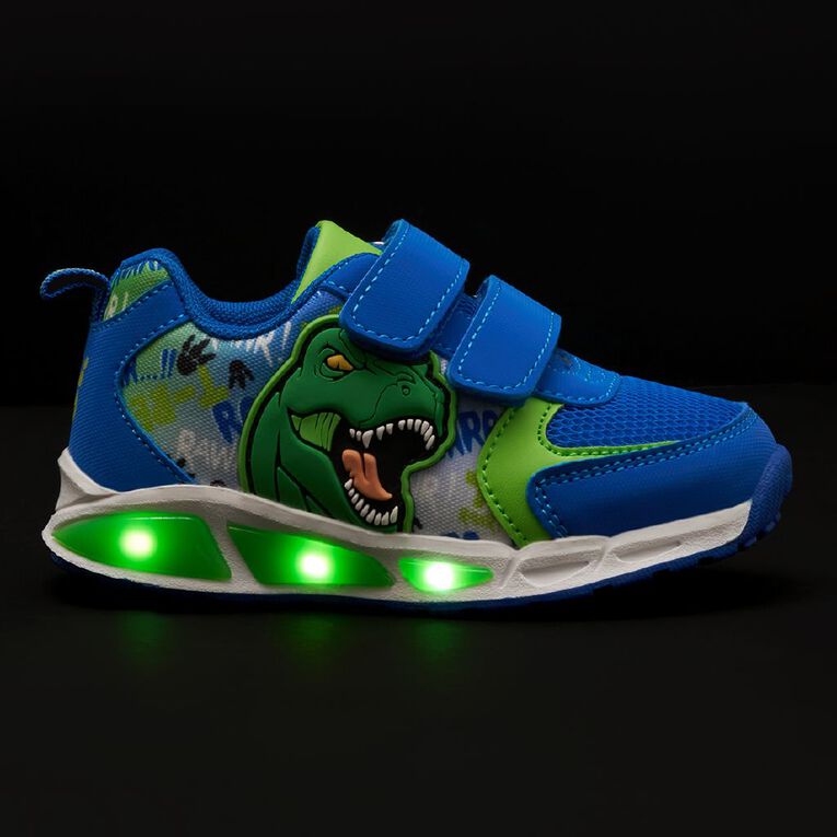 Active Intent Junior Kids' Dino Light Trainers, Blue, hi-res