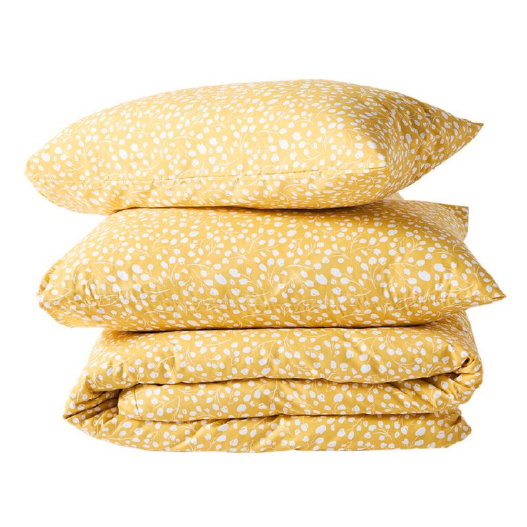 Living & Co Microfibre Duvet Cover Set Eden Yellow Double, , hi-res