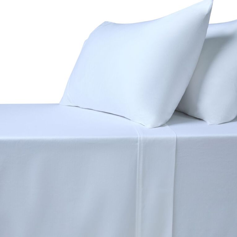 Living & Co 400TC Euro Cotton Sateen Sheet White King, White, hi-res