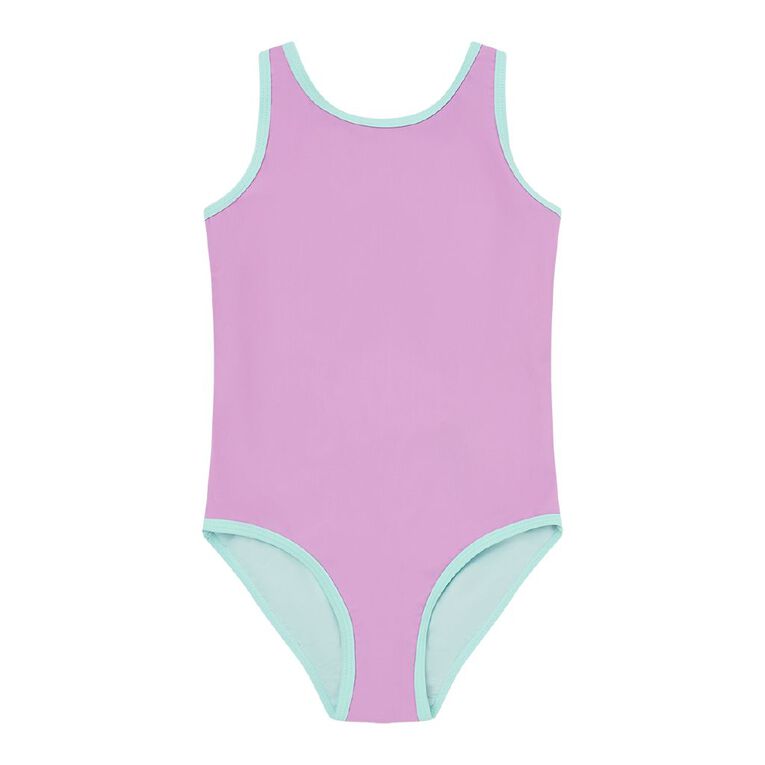 Young Original Contrast Swimsuit, Purple Mid, hi-res