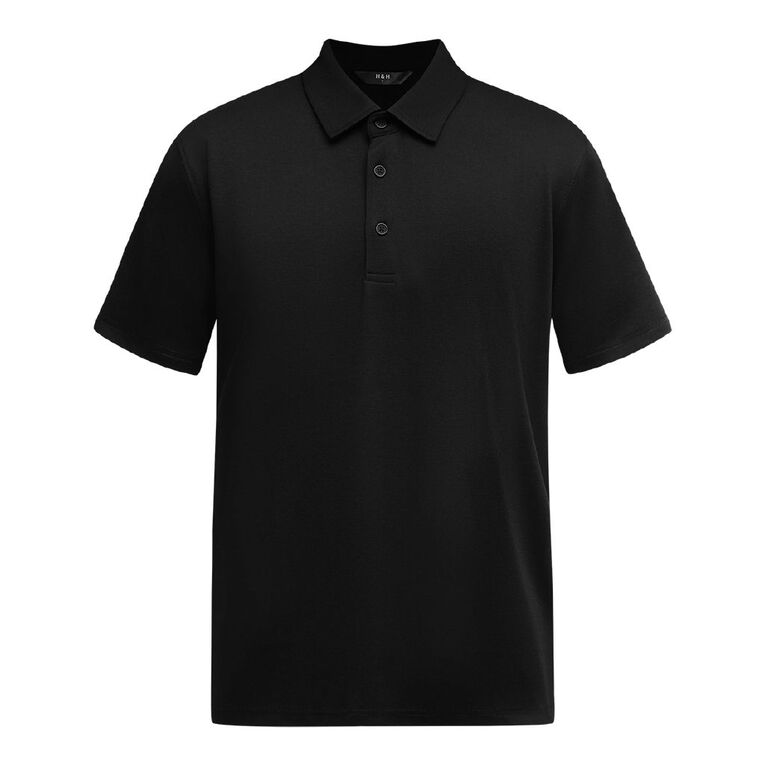 H&H Men's Easy Care Polo, Black, hi-res