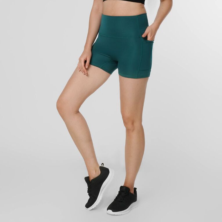 Active Intent Women's Supersoft Pocket Bike Shorts, Green Dark, hi-res