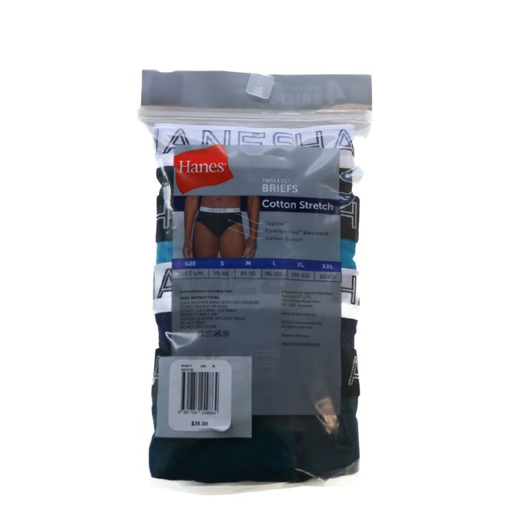 Hanes Men's Cotton Stretch Briefs 4 Pack, Black/Blue, hi-res