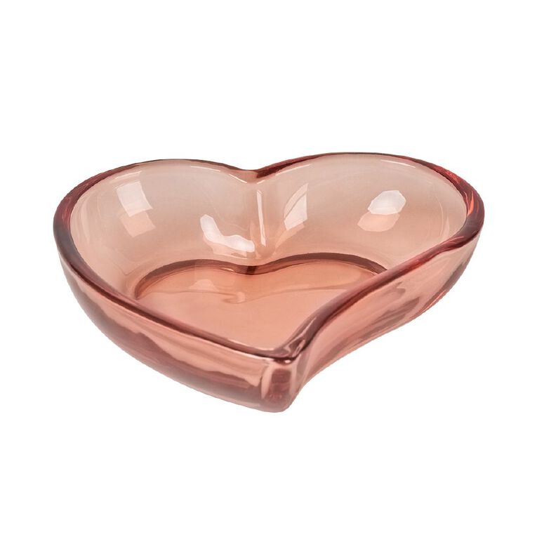 Living & Co Glass Heart Trinket Tray Red, , hi-res