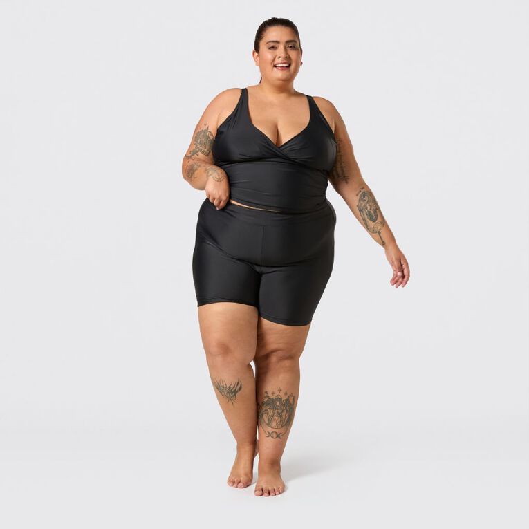 H&H Plus Women's Size Swim Shorts, Black, hi-res