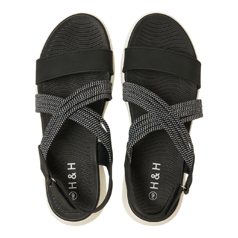 H&H Women's Sporty Sole Sandals, Black, hi-res