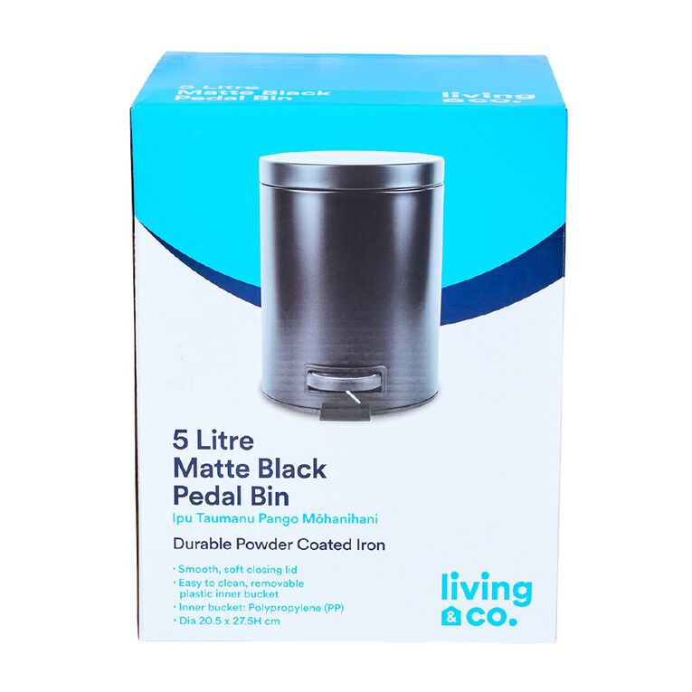 Living & Co Pedal Bin Black 5L, , hi-res