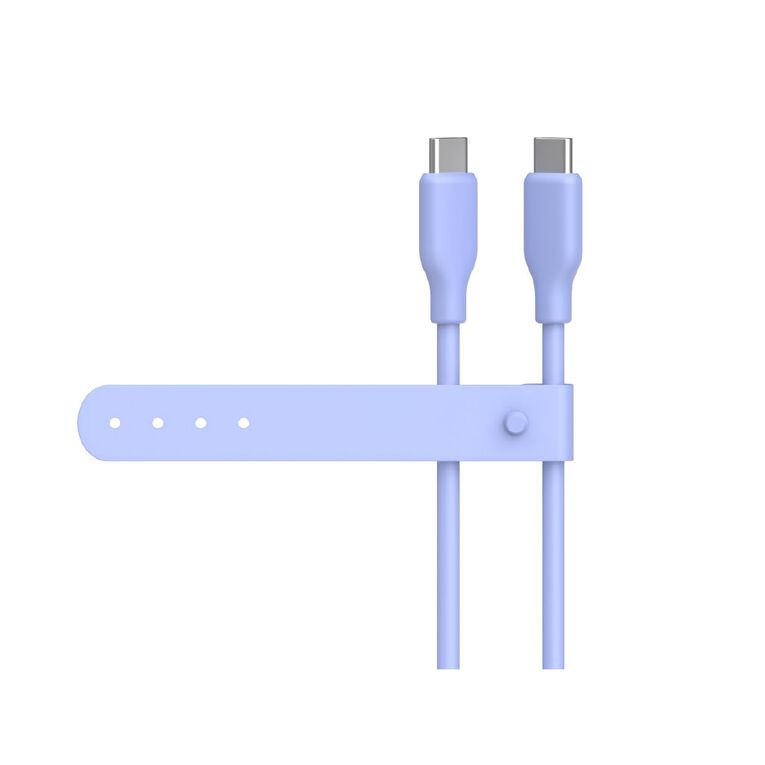 Tech.Inc Silicon USB-C to C Cable With Silicon Tie TICABS02GN Purple Mid, , hi-res