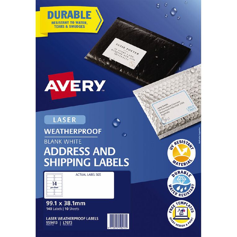 Avery Weather Proof 140 Address Labels 99.1mm x 38.1mm, , hi-res