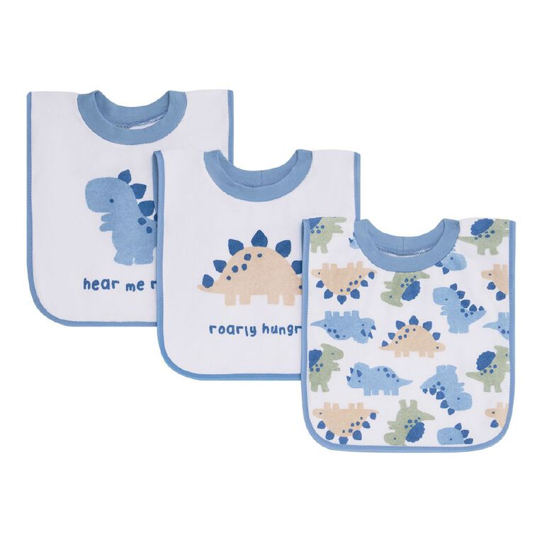 Young Original Babys' Popover Bibs 3 Pack, Blue Light, hi-res